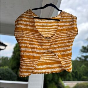 dELiA*s Orange and White Sleeveless Crop Blouse